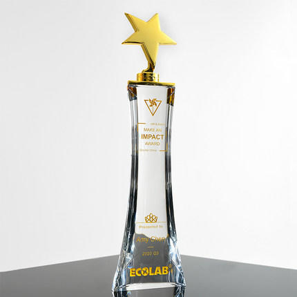 五角星水晶奖杯定制定做儿童创意刻字优秀员工冠军比赛颁奖 商品图4