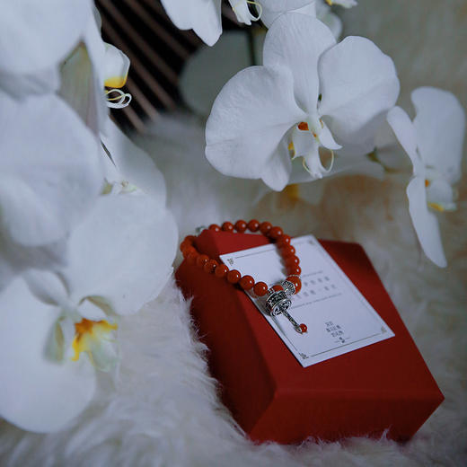 南红玛瑙圆珠手串 925银吉祥轮手链天然原石 醍醐原创 商品图1