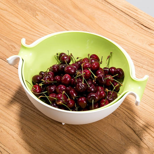 【6F】利快 双层果蔬沥水篮储物筐意大利进口洗菜器水果蔬菜清洗篮 果蔬沥水篮 灰色 商品图4