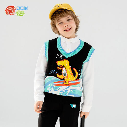 贝贝怡童装爆款男宝针织马甲新款男童背心套头衫宝宝马甲洋气 商品图0