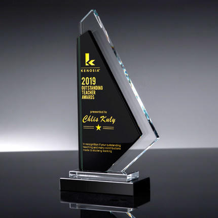 帆船奖杯定制风雨同舟蓝色水晶奖杯创意刻字水上运动颁奖礼品制作 商品图2