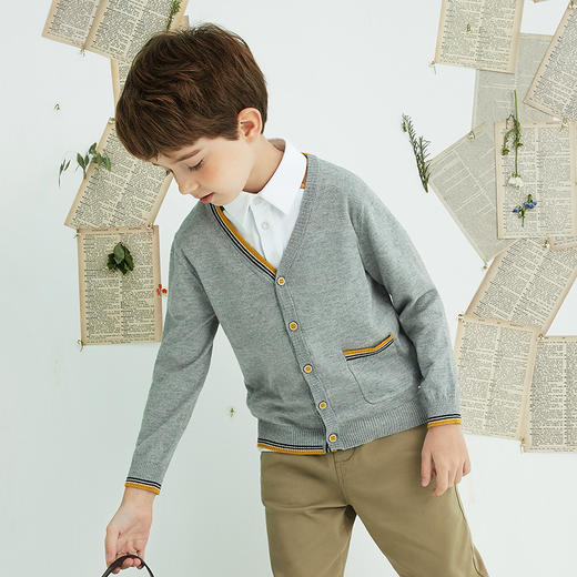 mettekids儿童针织衫2022春新款男童洋气开衫童装毛衣打底衫外套 商品图3