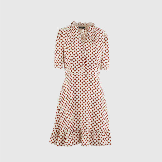 木耳边系带收腰连衣裙 商品图0