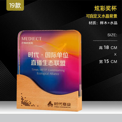 实木质水晶奖杯定制定做创意刻字企业冠军比赛颁奖制作纪念品奖牌 商品图0