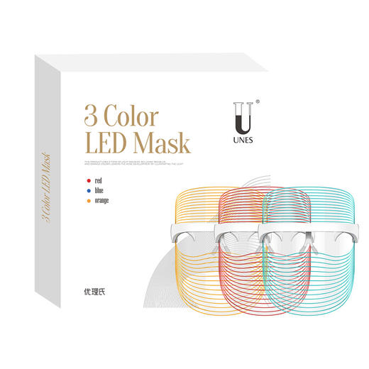 优理氏3色LED面罩美容仪  光谱面罩 紧致肌肤 改善细纹 增强皮肤弹性紧致淡纹 面部美容嫩肤导入仪 商品图1