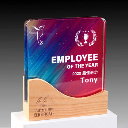 实木质水晶奖杯定制定做创意刻字企业冠军比赛颁奖制作纪念品奖牌 商品图6