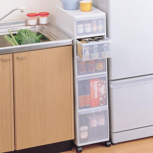 【6F】利快 抽屉式收纳柜日本进口like-it夹缝柜可移动带轮储物柜 三层255*465*830（外露轮）MS30 商品图5