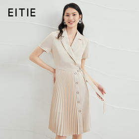 EITIE爱特爱春季新款显瘦a字通勤百搭时尚百褶收腰西装连衣裙B2207902