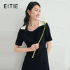 EITIE爱特爱夏季新款通勤短袖显瘦一字领黑色a字连衣裙B2207918 商品缩略图1