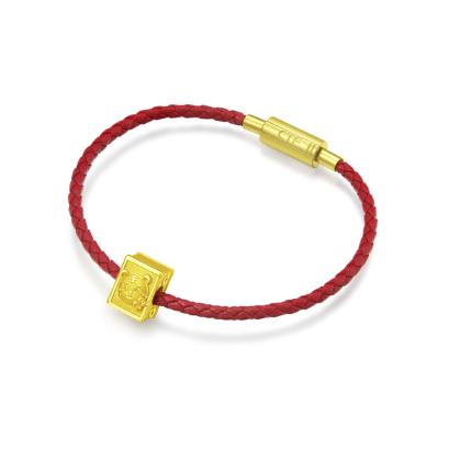 周大福 福虎生肖系列 耶虎發字麻将牌定价足金黄金转运珠（不配绳）R28941 商品图2