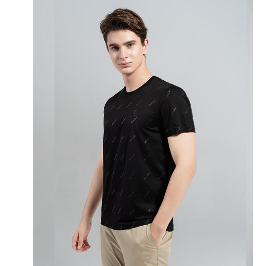 GOOD LUCK/德鲨微弹棉质字母印花圆领短袖T恤BY13539-810 商品图2