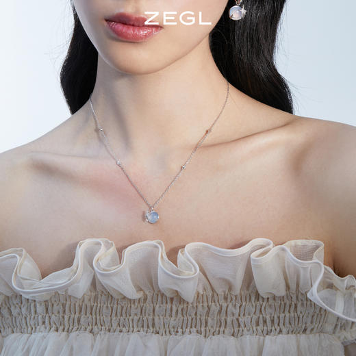 ZEGL设计师月光倾城系列925纯银四芒星项链女生小众猫眼石锁骨链 商品图3