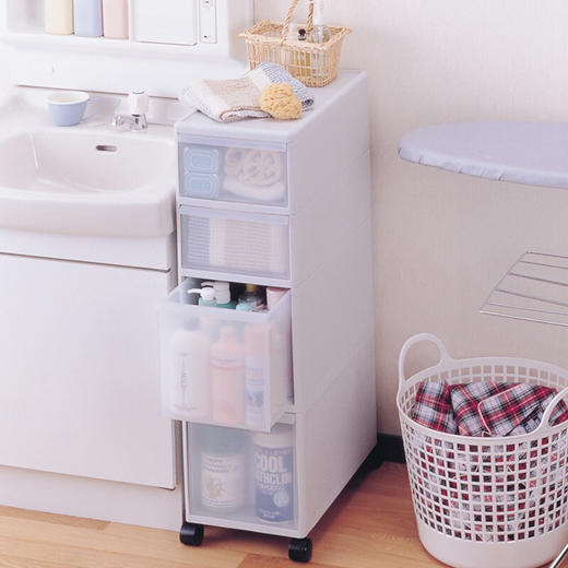 【6F】利快 抽屉式收纳柜日本进口like-it夹缝柜可移动带轮储物柜 三层255*465*830（外露轮）MS30 商品图2