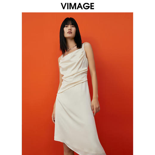 VIMAGE/纬漫纪夏季新款性感吊带露背不规则裙摆连衣裙V1707327 商品图0
