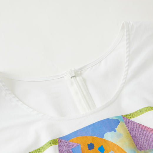 谜底2022夏季新款时髦通勤舒适拼接收腰圆领短袖连衣裙222ML0617 商品图3