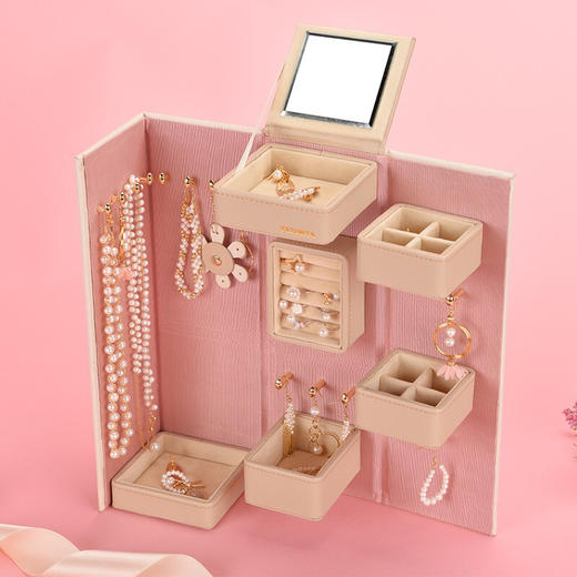 【6F】多样屋首饰盒收纳盒双开中式雕花耳钉环项链戒指盒婚庆新娘生日礼物 商品图4