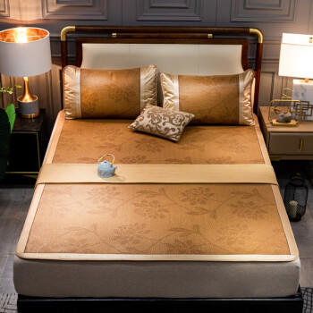 南极人 凉席 密藤席三件套 夏凉席空调席子 可折叠凉席 水中花 1.5米床 /家纺 /床上用品 /草席/藤席 商品图5