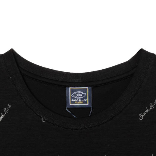 GOOD LUCK/德鲨微弹棉质字母印花圆领短袖T恤BY13539-810 商品图4