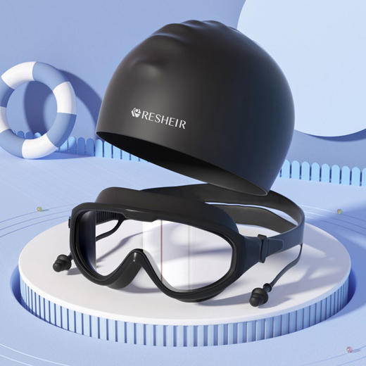 泳镜防水防雾高清专业男女士大框游泳眼镜成人训练潜水泳帽套装备 商品图3