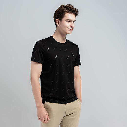 GOOD LUCK/德鲨微弹棉质字母印花圆领短袖T恤BY13539-810 商品图1