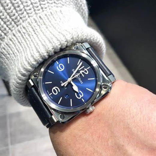 Bell & Ross 柏莱士 瑞士全自动机械手表男士方形大表盘蓝色商务表 BR0392-BLU-ST/SCA 商品图4