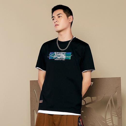 【非遗剪纸联名系列】柒牌短袖t恤男夏季薄款冰氧吧休闲圆领体恤	122T71710 商品图1