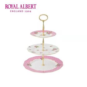 【6F】RoyaI AIbert皇家阿尔伯俏皮粉骨瓷蛋糕零食三层点心盘