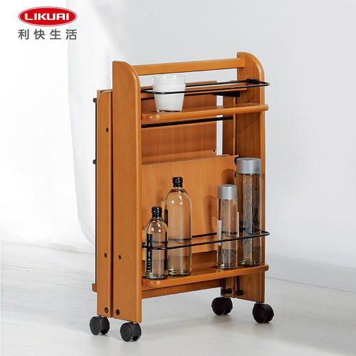 【6F】利快 木质双层推车餐车福帕FOPPA意大利进口实木厨房置物架多功能收纳架 商品图2
