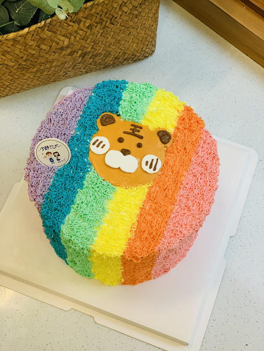 彩虹手绘老虎奶油蛋糕 下单前请仔细阅读商品详情 商品图0