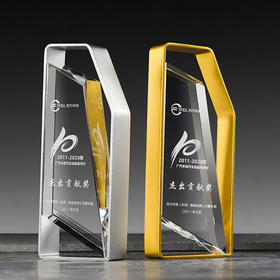 金银铜金属奖杯定制创意刻字2021新款高档大气团队水晶奖杯定做