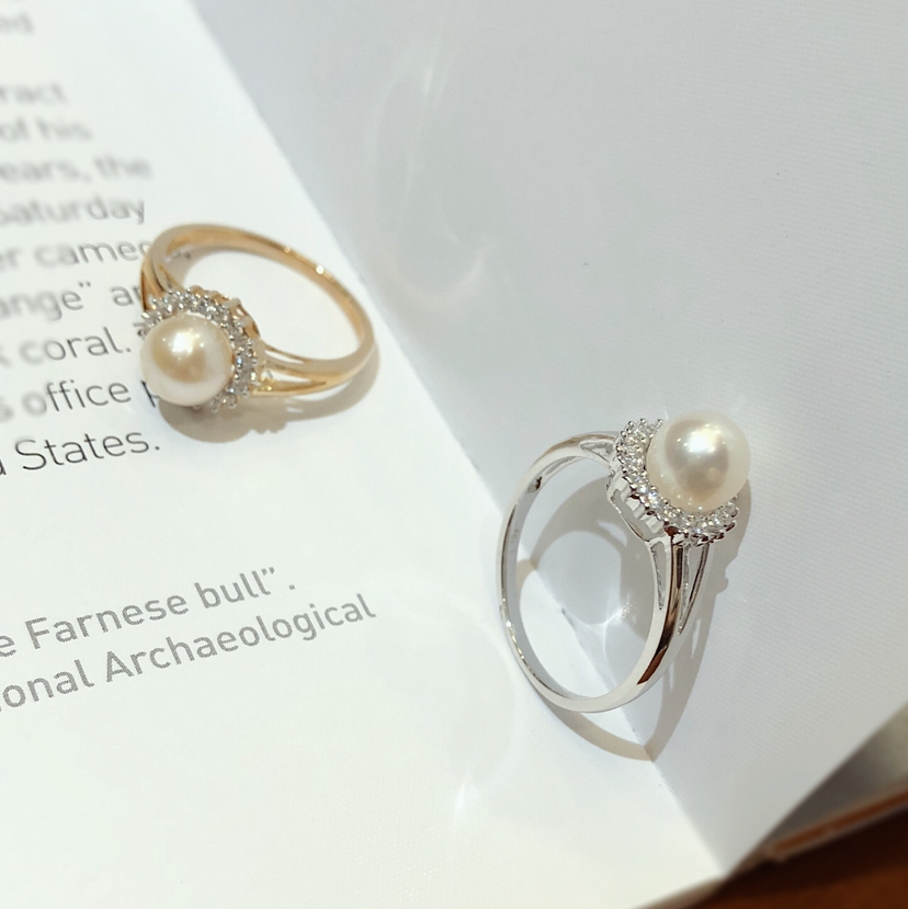 RETRO系列 “黛妃”· 14K锆石和淡水珍珠戒指 （微店下单请先阅读商品详情）