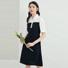EITIE爱特爱夏季新款黑白撞色通勤时尚气质翻领收腰a字连衣裙B2207916 商品缩略图1