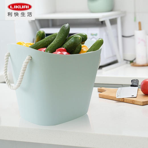 【6F】利快洗衣篮收纳筐日本进口脏衣篮柔性手提整理筐储物篮 蓝色19L 商品图2