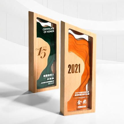 2021新款实木奖杯定制定做创意企业年会荣誉颁奖优秀员工商会庆典 商品图0