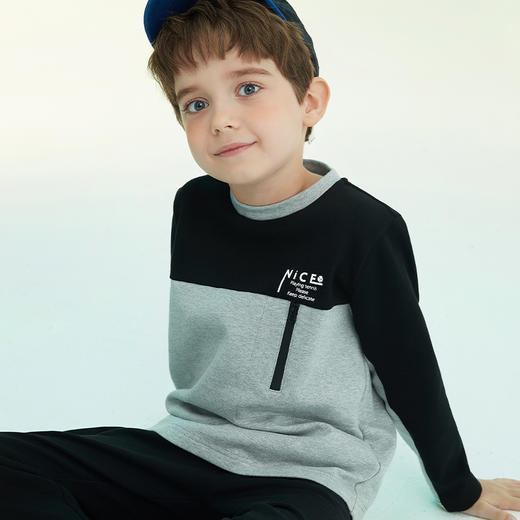 mettekids儿童卫衣2022春季新款男童打底衫洋气时髦外穿长袖T恤 商品图2