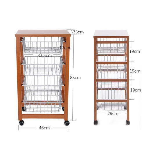 【6F】利快实木果蔬置物架意大利进口arit木质收纳架厨房水果蔬菜置物架收纳车可移动推车 商品图1