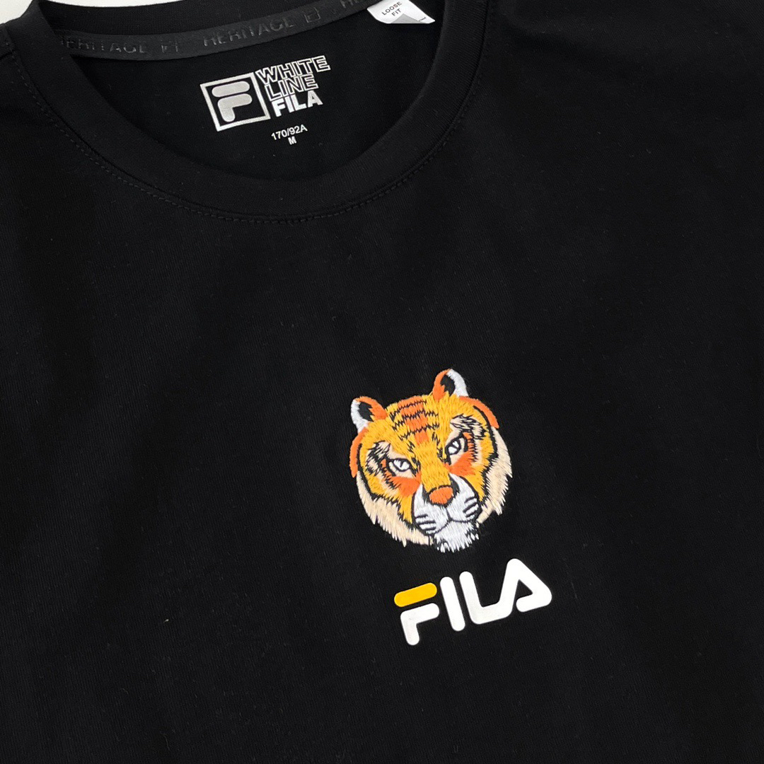 fila 斐乐 男士虎头刺绣纯棉运动休闲套头t恤