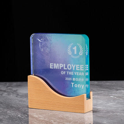 实木质水晶奖杯定制定做创意刻字企业冠军比赛颁奖制作纪念品奖牌 商品图3