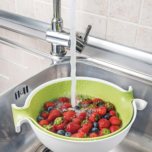 【6F】利快 双层果蔬沥水篮储物筐意大利进口洗菜器水果蔬菜清洗篮 果蔬沥水篮 灰色 商品图2