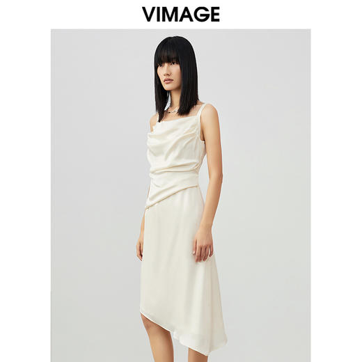 VIMAGE/纬漫纪夏季新款性感吊带露背不规则裙摆连衣裙V1707327 商品图3