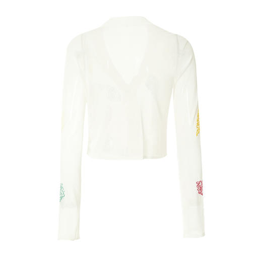 VIMAGE/纬漫纪夏季新款修身V领刺绣长袖针织衫开衫女V1701313 商品图6