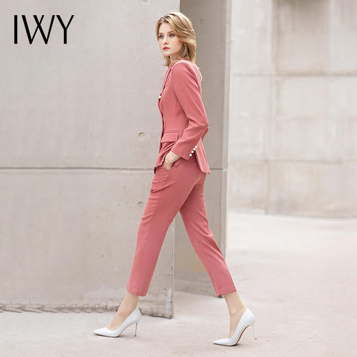 IWY/名媛粉色职业时尚西装套装女设计感珍珠扣优雅商务职业装工作服OL CP11383 商品图3