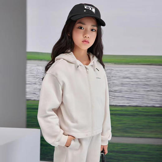 8楼尚T#SUN’T# 浅杏短款休闲拉链卫衣 商品图0