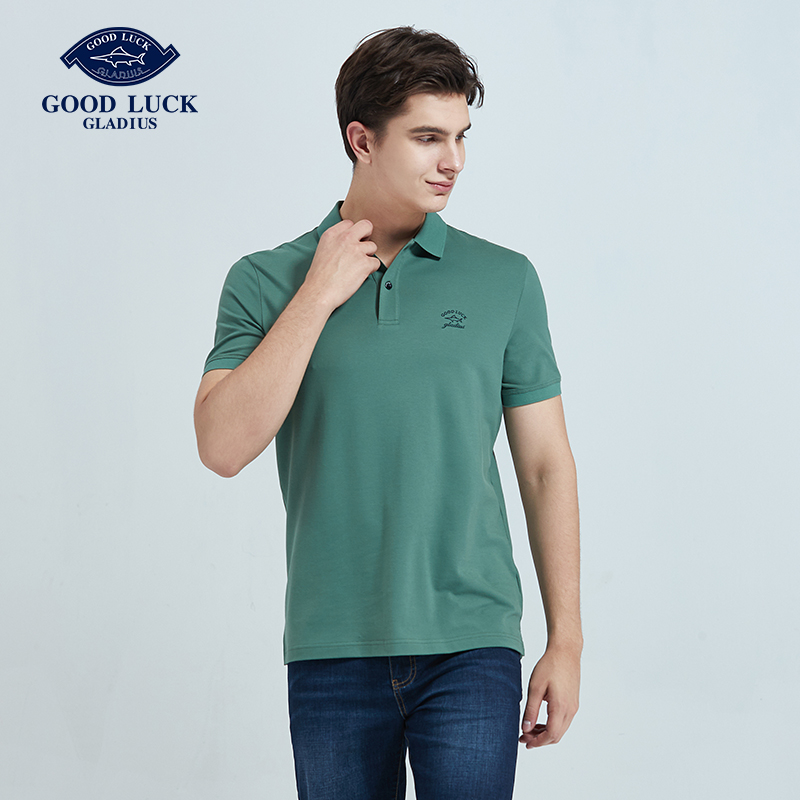 GOOD LUCK/德鲨弹力棉质多彩净色休闲舒适短袖T恤LY13138