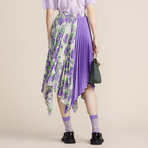 谜底2022春新款不规划下摆伞裙紫罗兰半身裙时尚艺术221MB0153 商品图2
