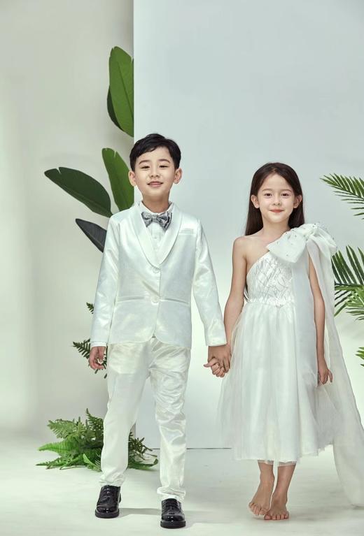 非质量问题不退换哦~PureShare 蓬纱馆儿童礼服公主裙女童短袖钢琴演出服-白色蝴蝶结礼服裙 商品图2