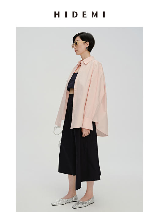 HIDEMI 樱花粉简约廓形休闲宽松经典款衬衫 商品图4