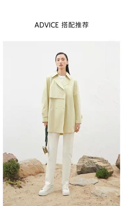 3F 【Meilleur moment麦檬】2022春季纯棉中长款风衣外套小个子女5D2260091 商品图1