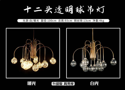 12头透明球吊灯（运费自理） 商品图0