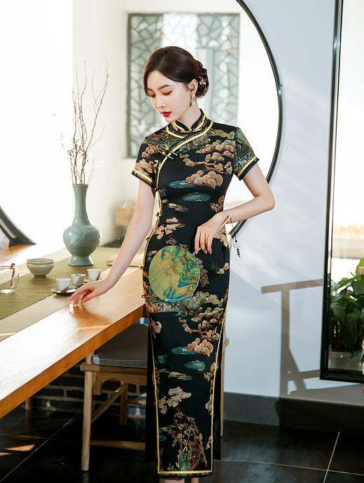 ZAYS-595春季改良气质时尚中国风盘扣旗袍日常复古唐装旗袍 商品图2